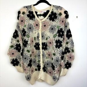 Vintage Woobee Italy Open Knit Mohair Cardigan